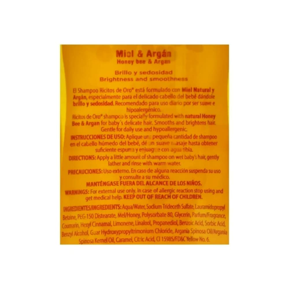 Champú de miel y argán para bebé Ricitos de Oro (250 ml / 8.4 fl.oz) - Miniatura 2