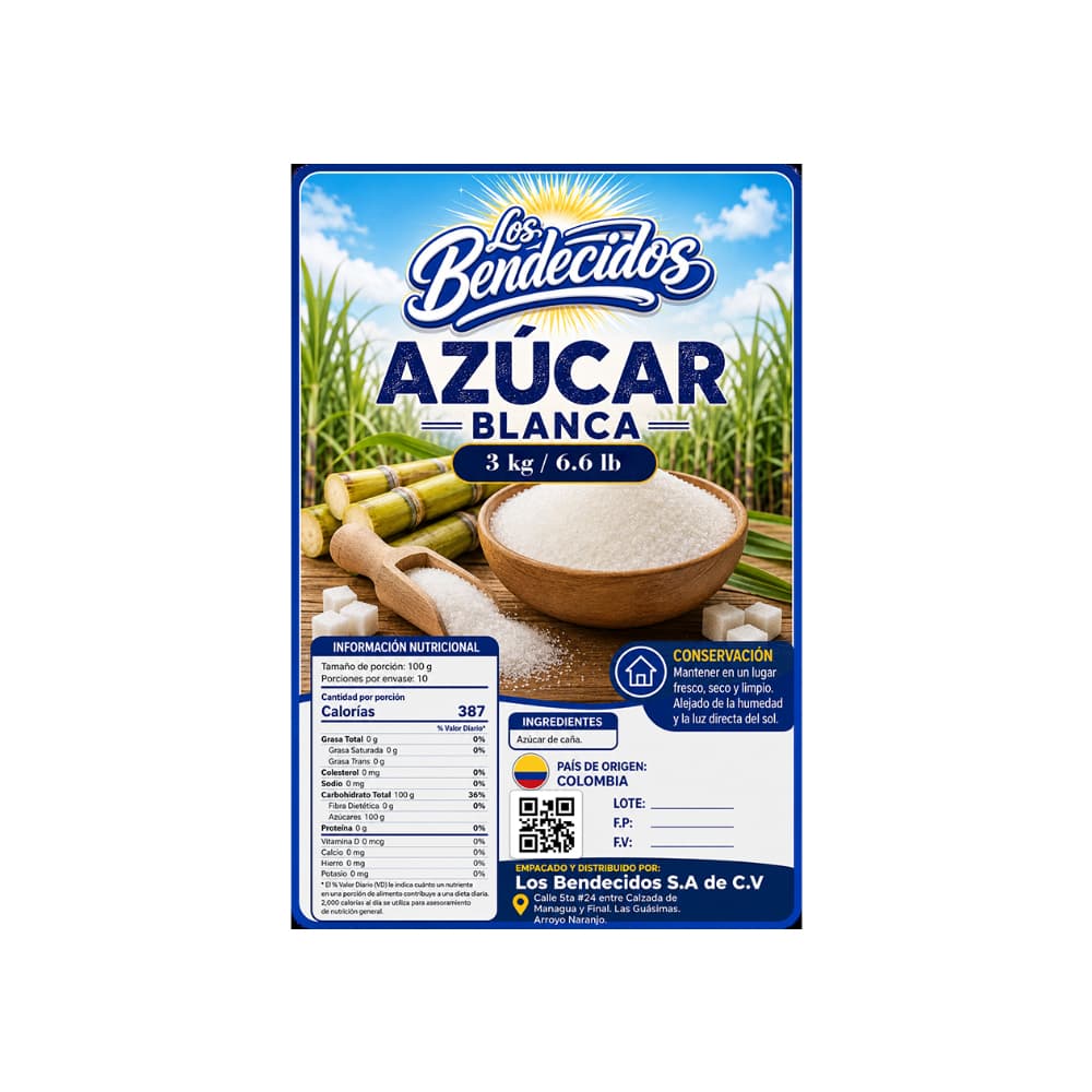 Azúcar blanca Los Bendecidos (3 kg / 6.6 lb) - Miniatura 2