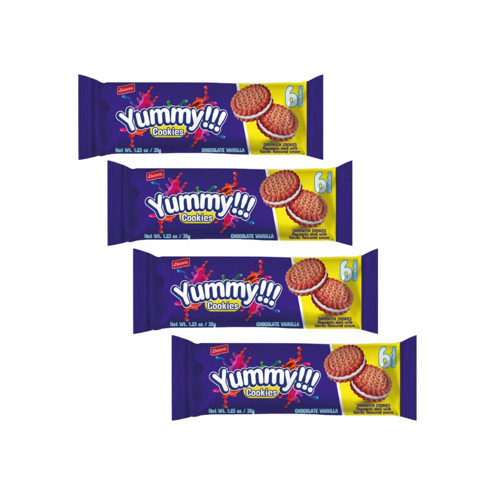Galletas sándwich de chocolate rellenas de crema sabor a vainilla Delizola (4 x 35 g / 1.23 oz) - Miniatura 1