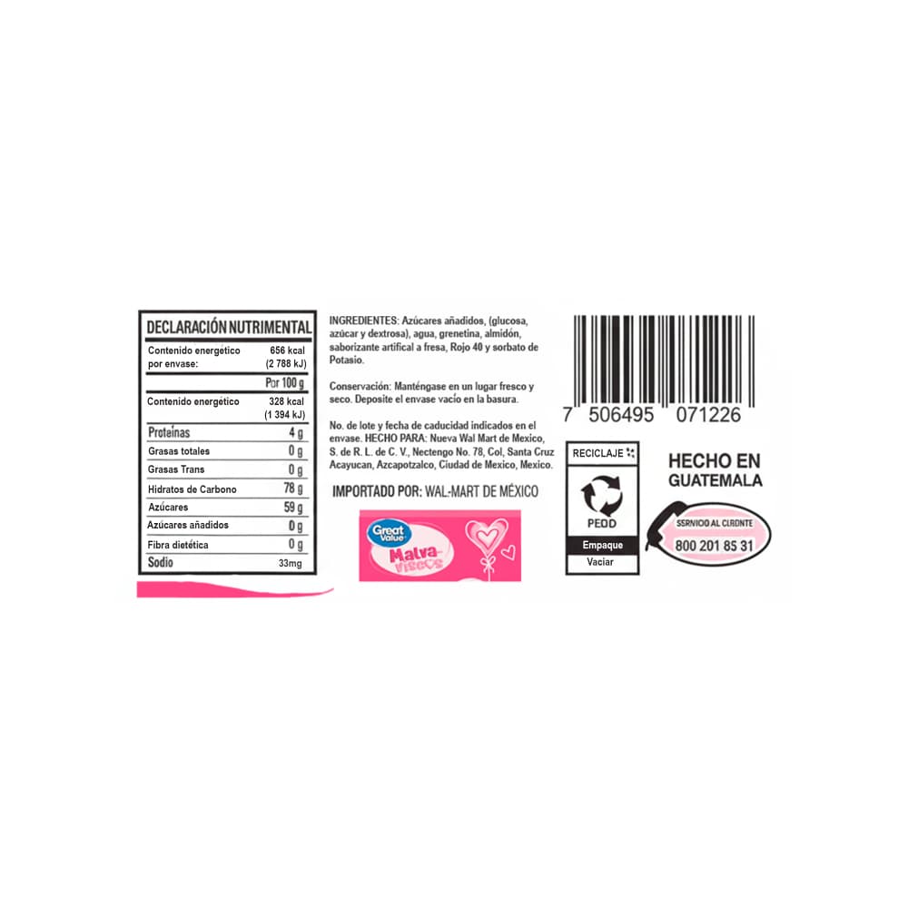 Malvaviscos sabor fresa Great Value (200 g / 7.05 oz) - Miniatura 6