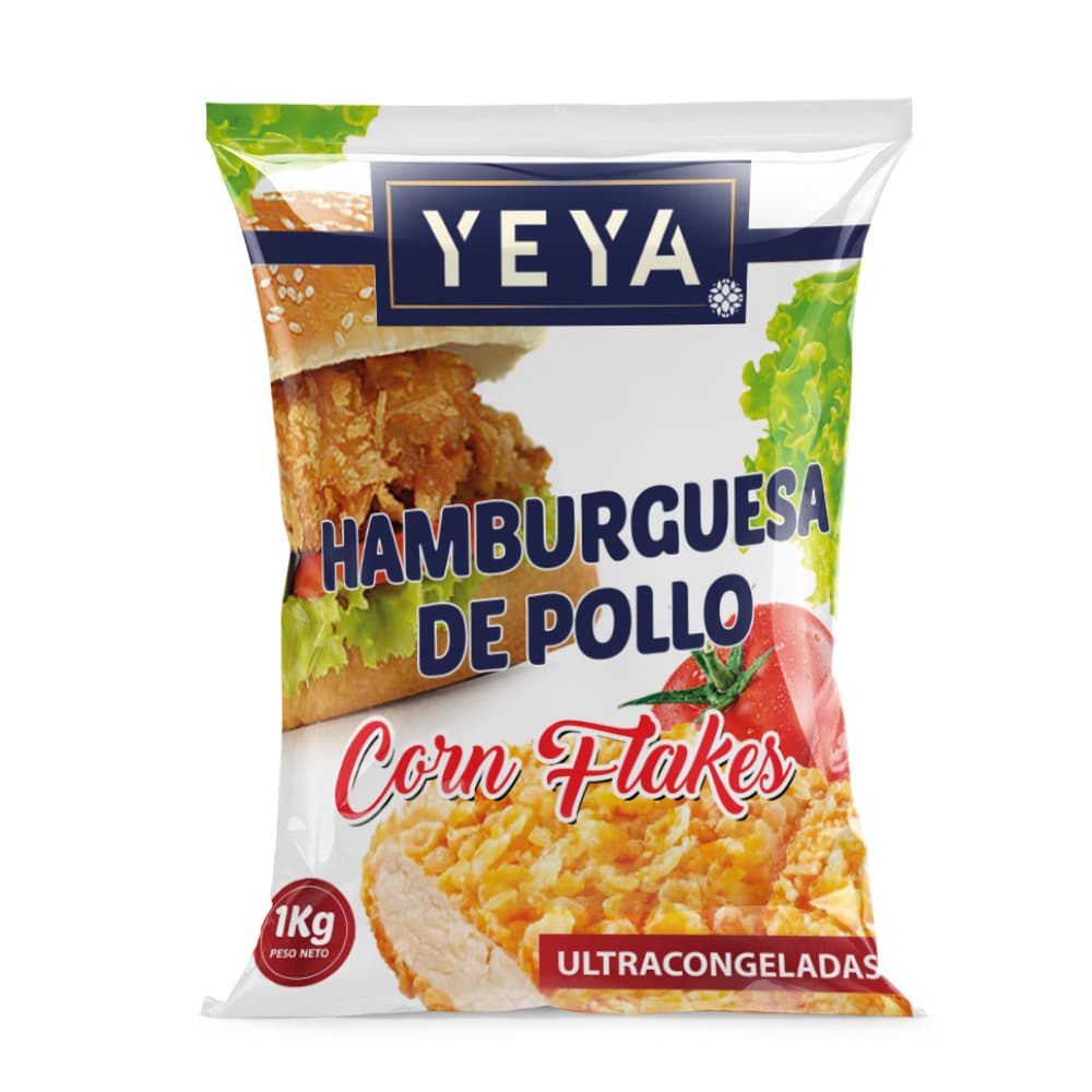 Hamburguesa de pollo con hojuelas de maíz YEYA (1 kg / 2.2 lb) - Imagen 1