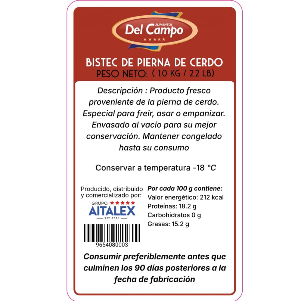 Bistec de pierna de cerdo Alimentos del Campo (1 kg / 2.2 lb) - Miniatura 2
