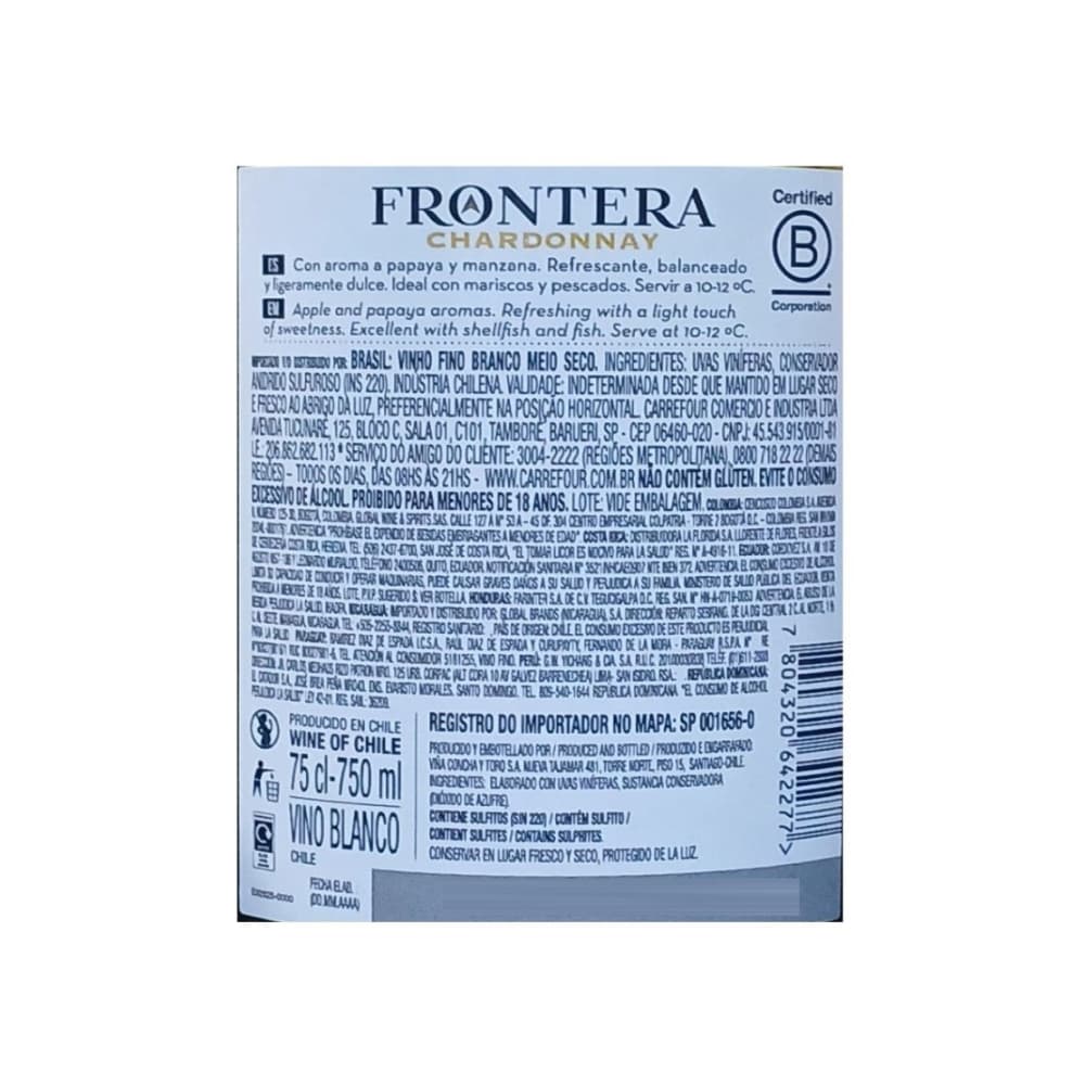Vino blanco chardonnay Frontera (750 ml) - Miniatura 4