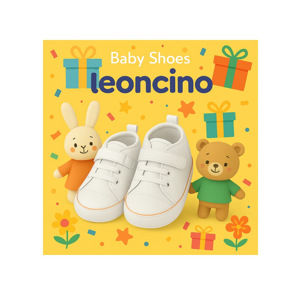 Zapatillas blancas con rayas naranjas para bebé Baby Leoncino -Talla 19 - - Miniatura 4