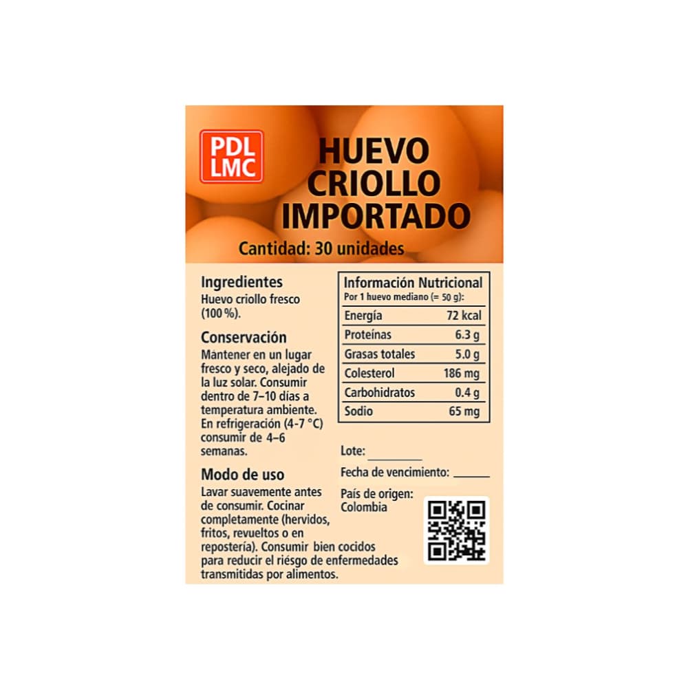 Huevo criollo importado PDL LMC (3 x 30 U) - Miniatura 2