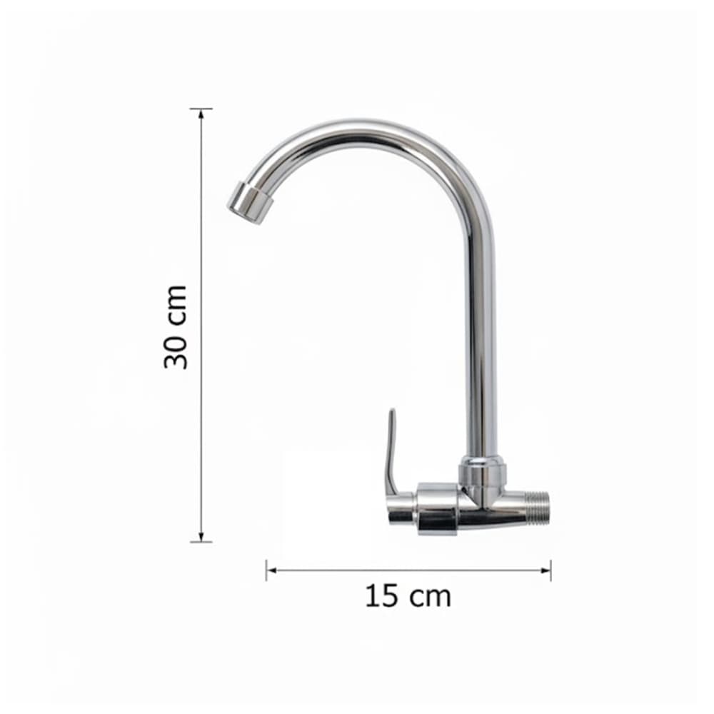 Grifo individual cuello de ganso para fregadero con toma a la pared Aqua Plus - Miniatura 3