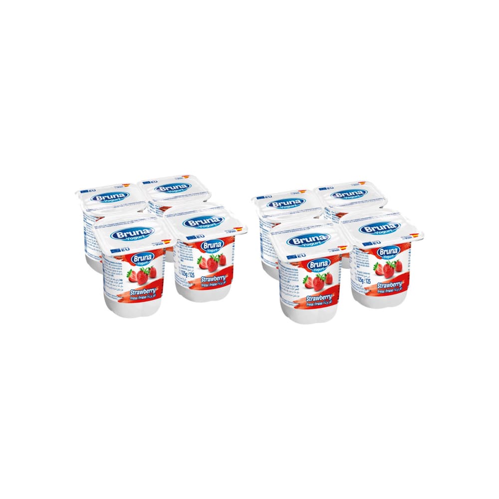 Yogurt pasteurizado sabor a fresa Bruna (8 x 125 g / 4.41 oz) - Miniatura 1