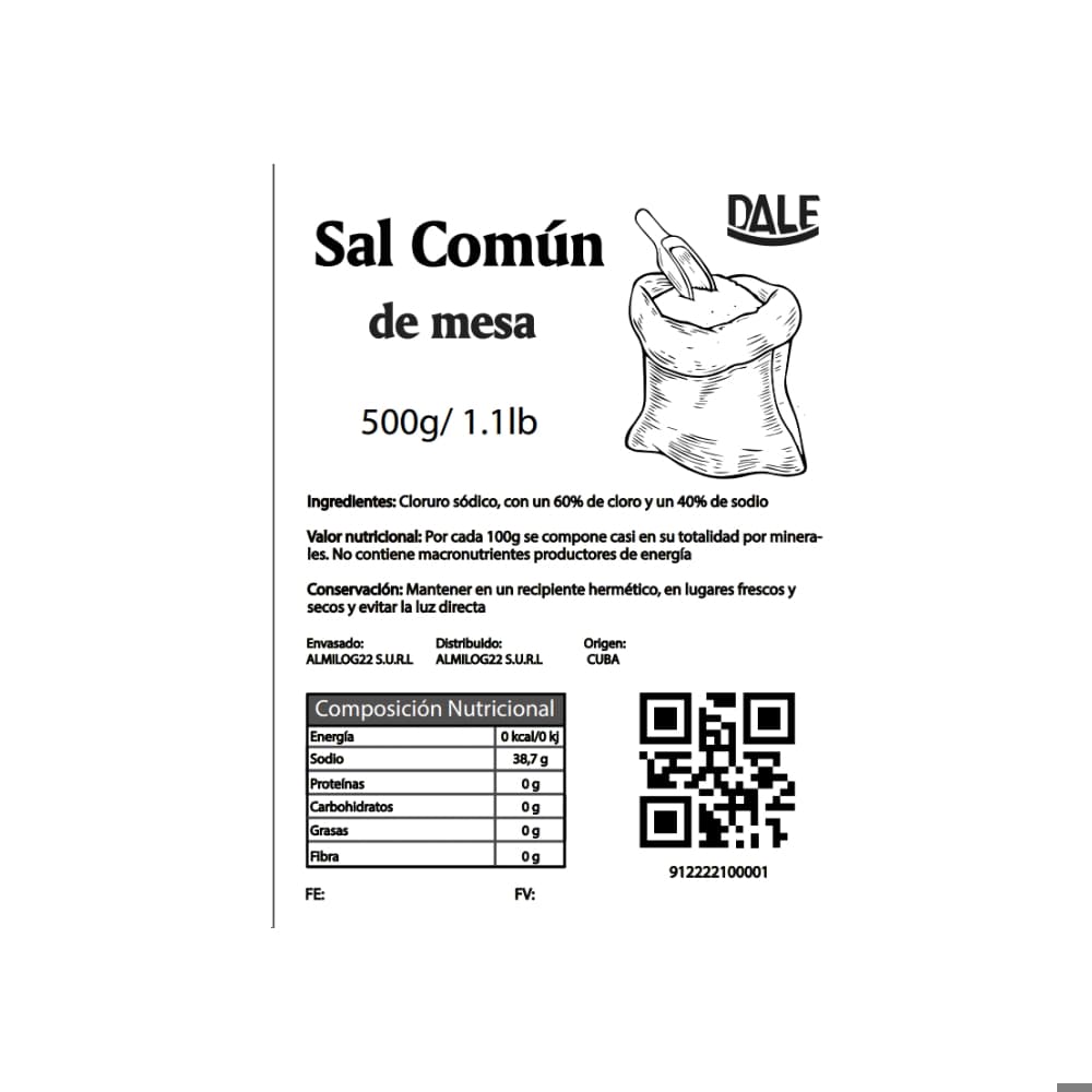Sal común de mesa Dale (500 g / 1.1 lb) - Miniatura 2