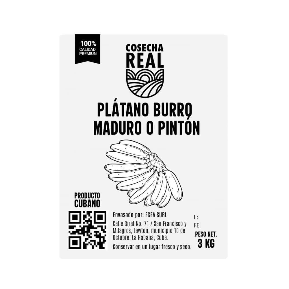 Plátano burro maduro o pintón Cosecha Real (3 kg / 6.61 lb) - Miniatura 3