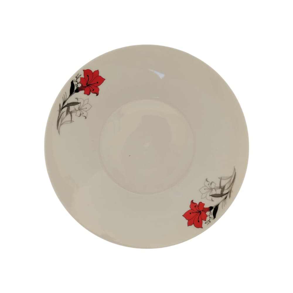 Plato de cerámica de tamaño mediano hondo con flores rojas y negras en relieve Mukhi - Miniatura 4