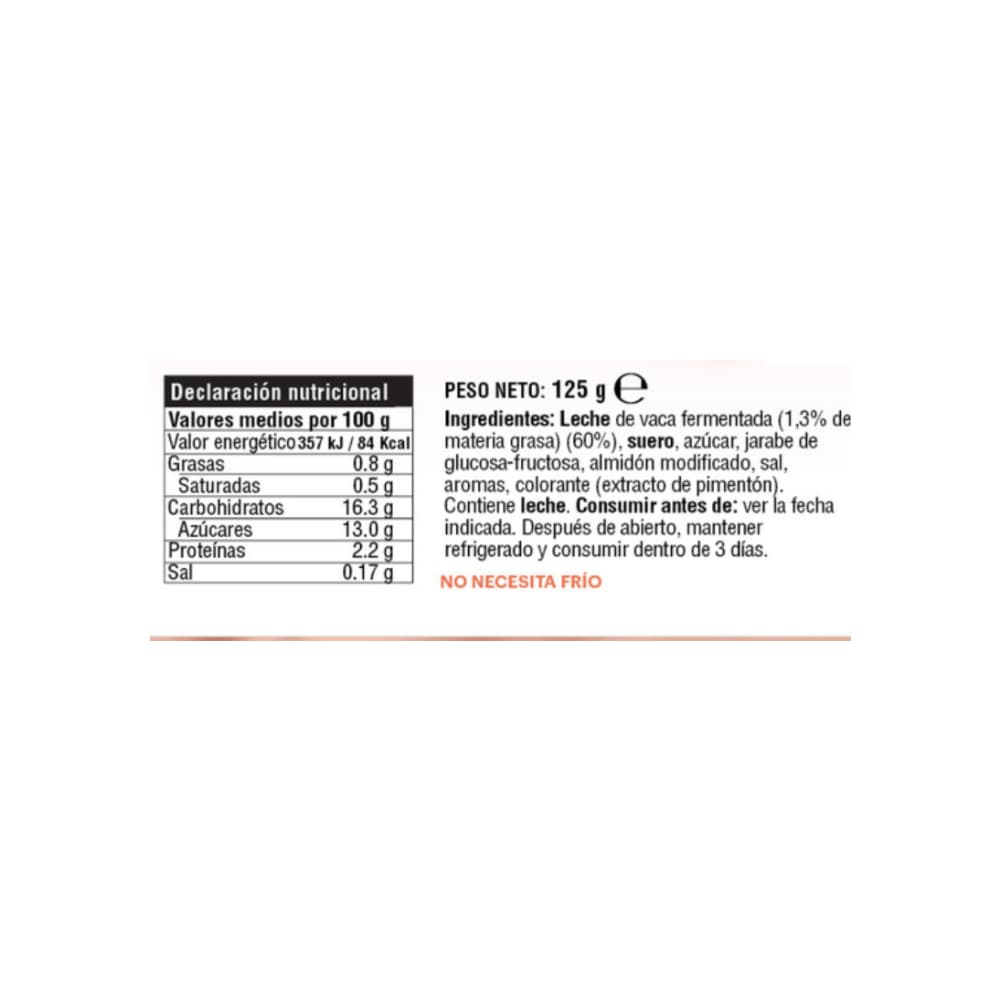 Yogurt pasteurizado sabor macedonia YEYA (125 g / 4.41 oz) - Miniatura 2