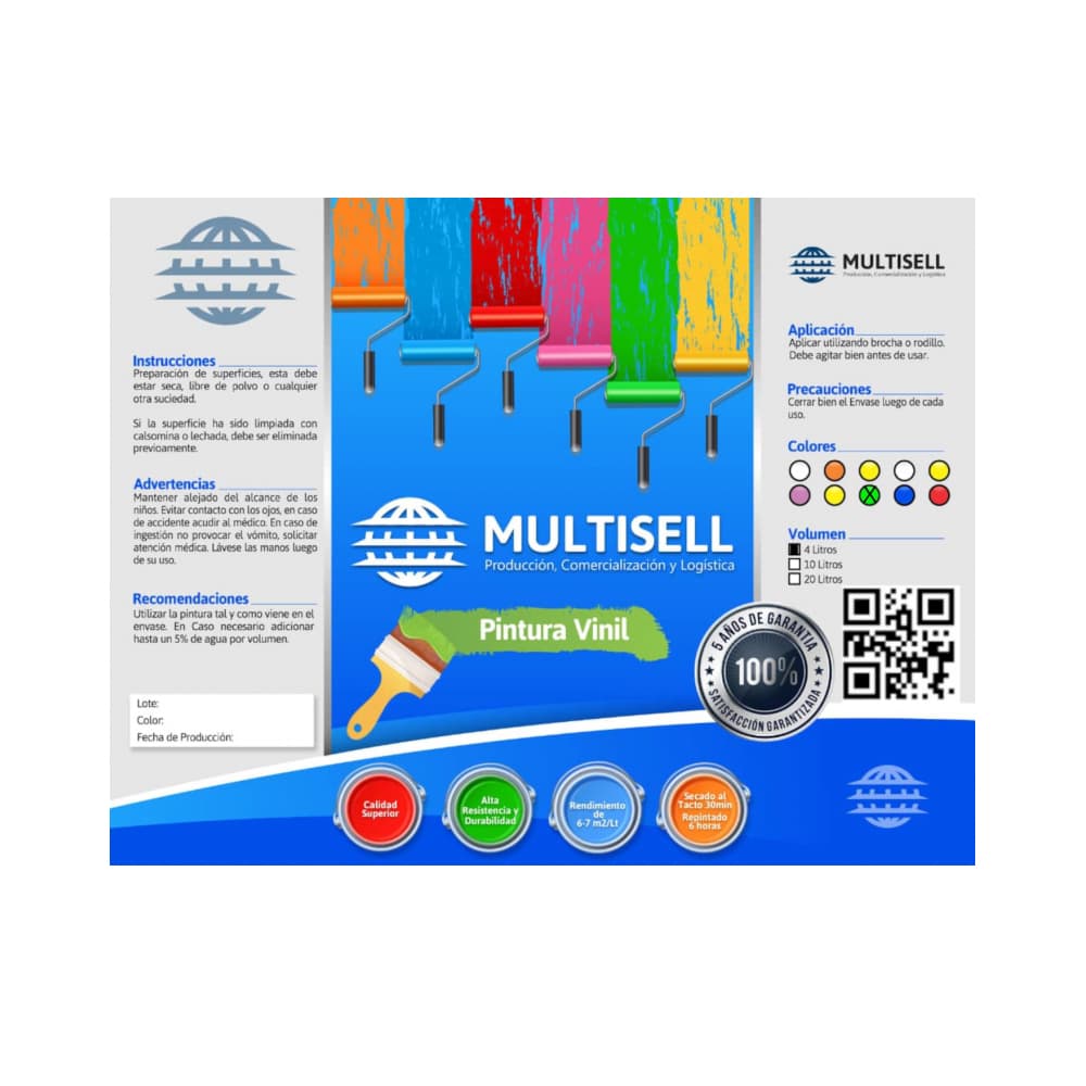 Pintura vinil color verde claro Multisell (4 L) - Miniatura 3