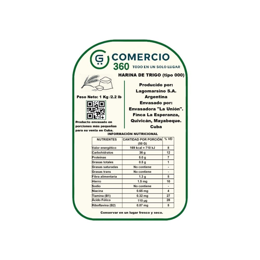 Harina de trigo tipo 000 Comercio-360 (1 kg / 2.2 lb) - Miniatura 3