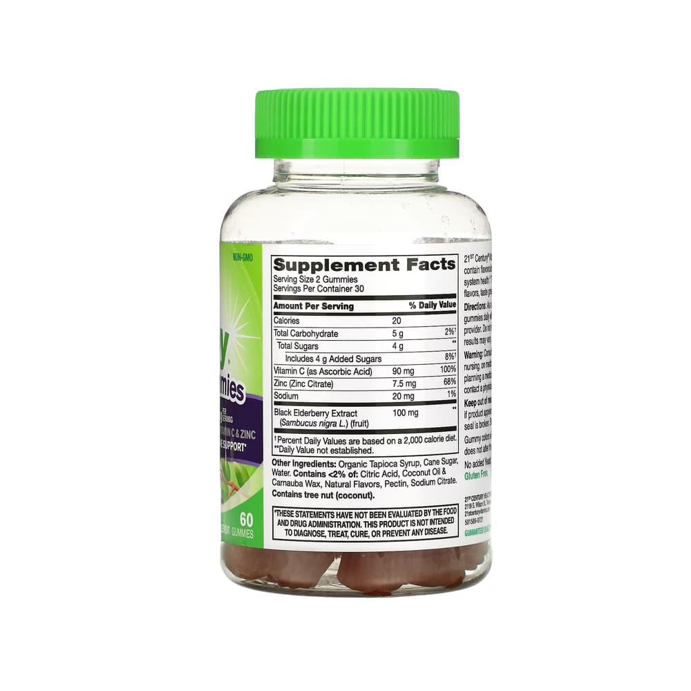 Gomitas de saúco con Vitamina C y Zinc VitaJoy 100 mg 21st Century (60 gomitas) - Miniatura 3