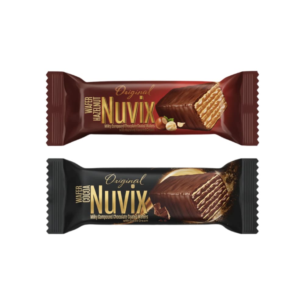 Obleas con rellenos de cacao y avellana y cobertura de chocolate Nuvix Hazal - Imagen 1
