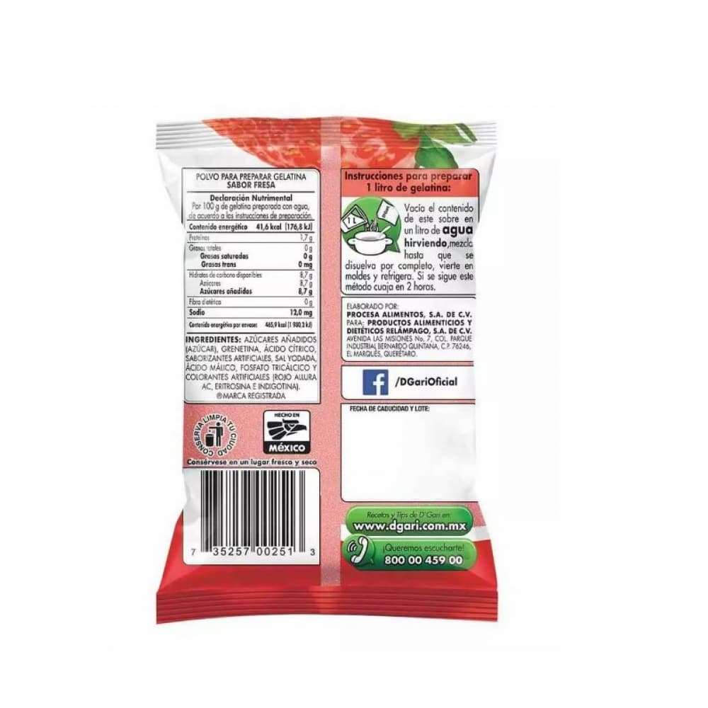 Gelatina sabor fresa D'Gari (120 g / 4.2 oz) - Miniatura 2