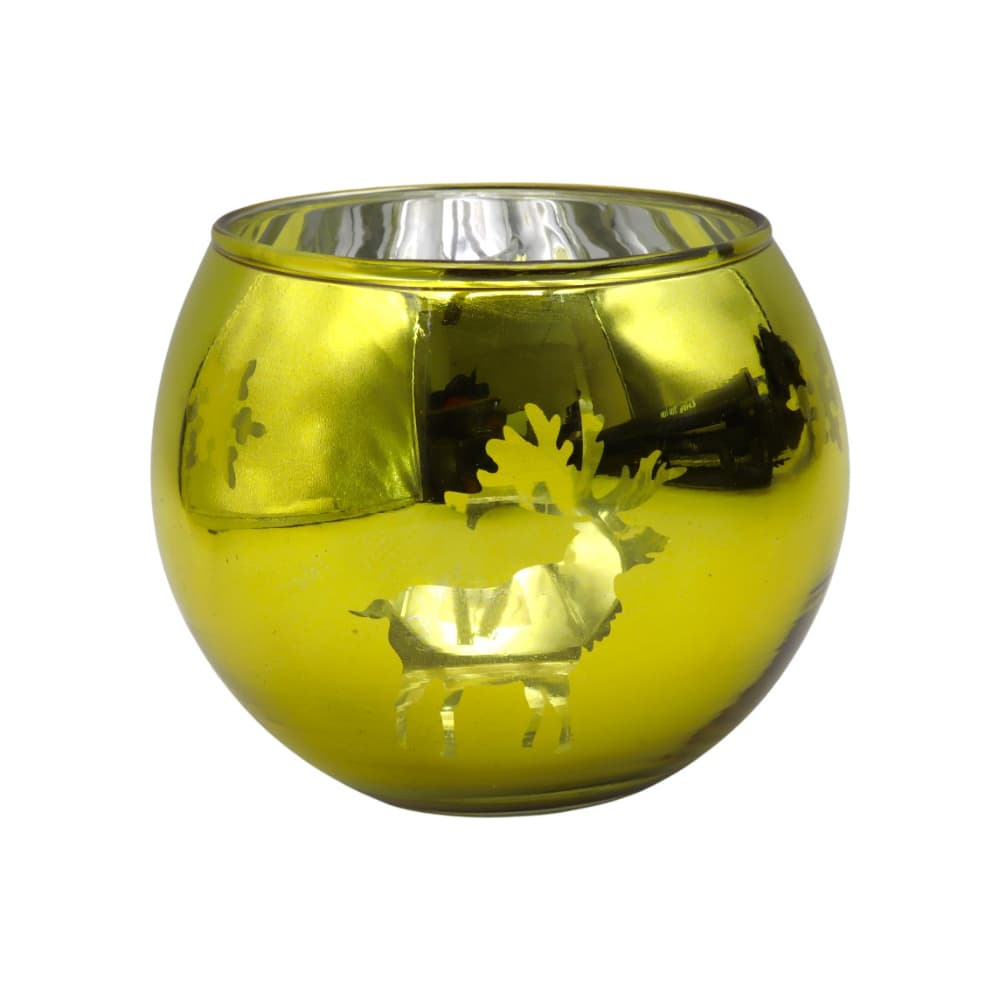 Portavels navideño de cristal estampado de ciervo color oro Casa y Menaje - Miniatura 2