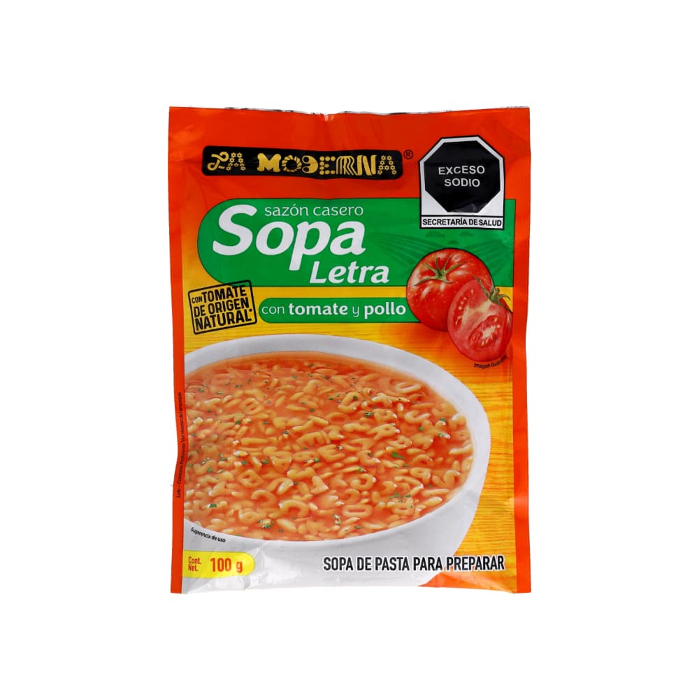 Sopa de letras con tomate y pollo La Moderna (100 g / 3.5 oz) - Imagen 1