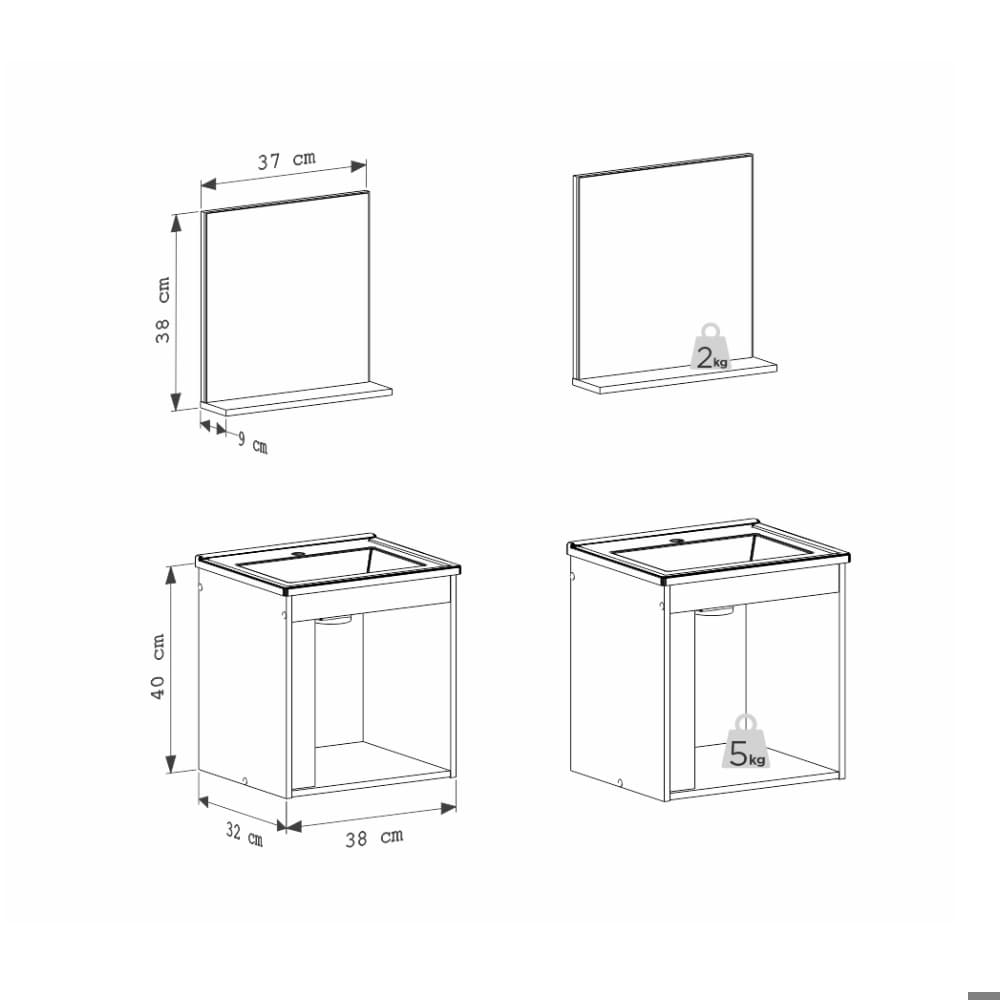 Mueble de baño Onyx blanco y negro en madera Cozimax - Miniatura 3