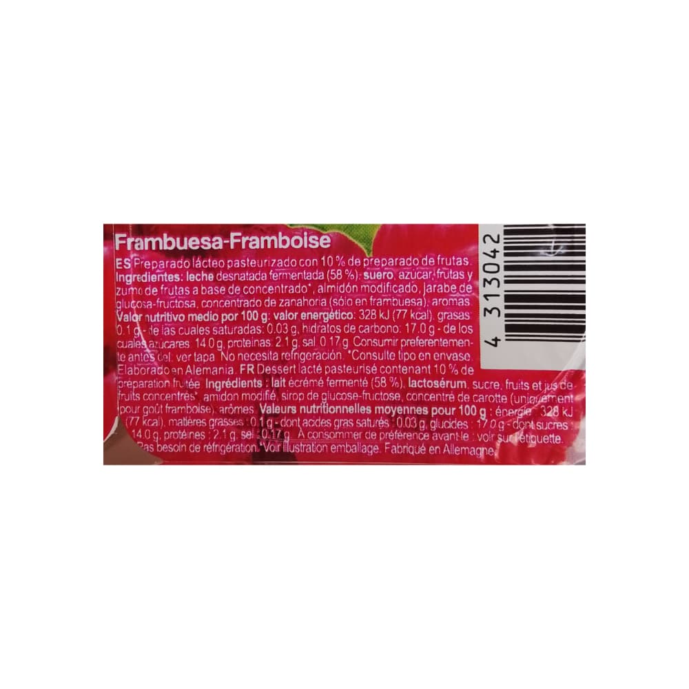 Yogurt sabor frambuesa y melocotón Yoqo (24 x 125 g / 4.41 oz) - Miniatura 3