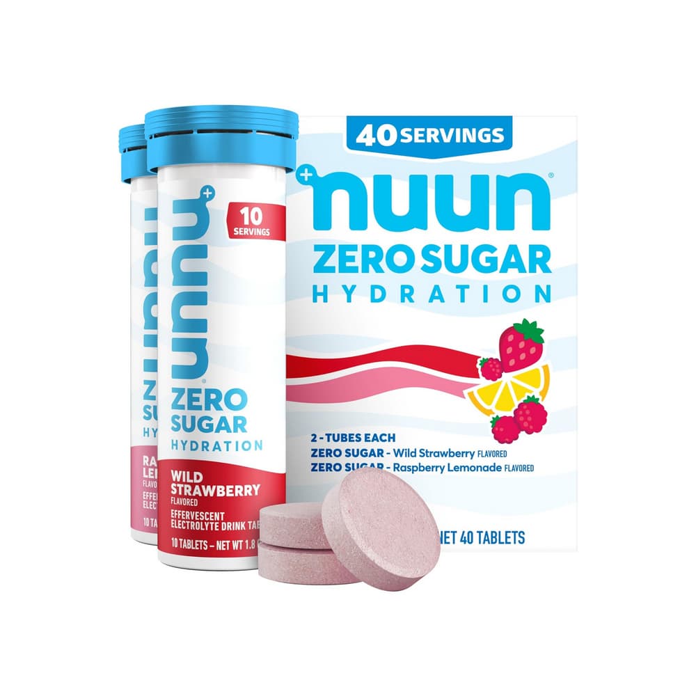 Pastillas de electrolitos de hidratación, sabor fresa y limonada de frambuesa Nuun (40 tabletas) - Imagen 1