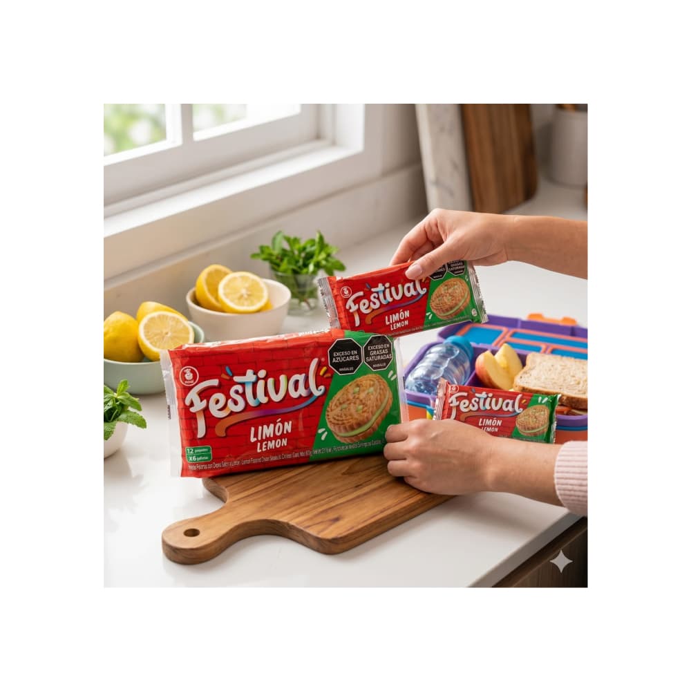 Galletas rellenas con crema sabor limón Festival Noel (600 g / 1.32 lb) - Miniatura 5