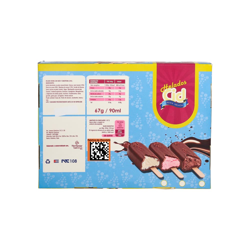 Paleta de helado sabor chocolate con cubierta de chocolate CID (4 U) - Miniatura 4