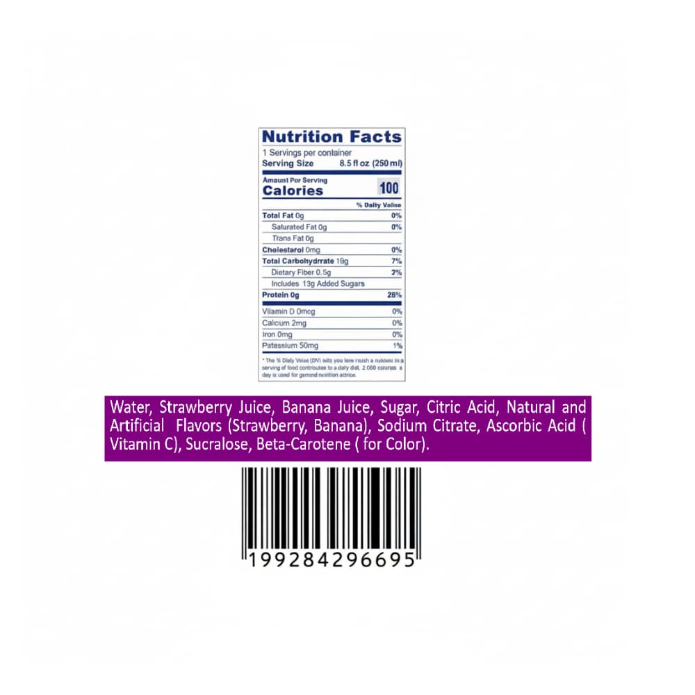 Néctar de frutas sabor banana y fresa Tropi Gusto (250 ml) - Miniatura 3