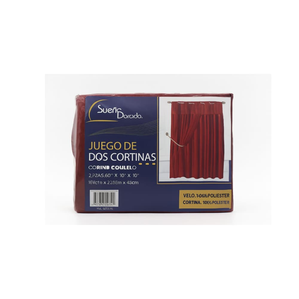 Cortinas con velo rojo vino 152 cm x 228 cm 45 cm Sueño Dorado - Imagen 1