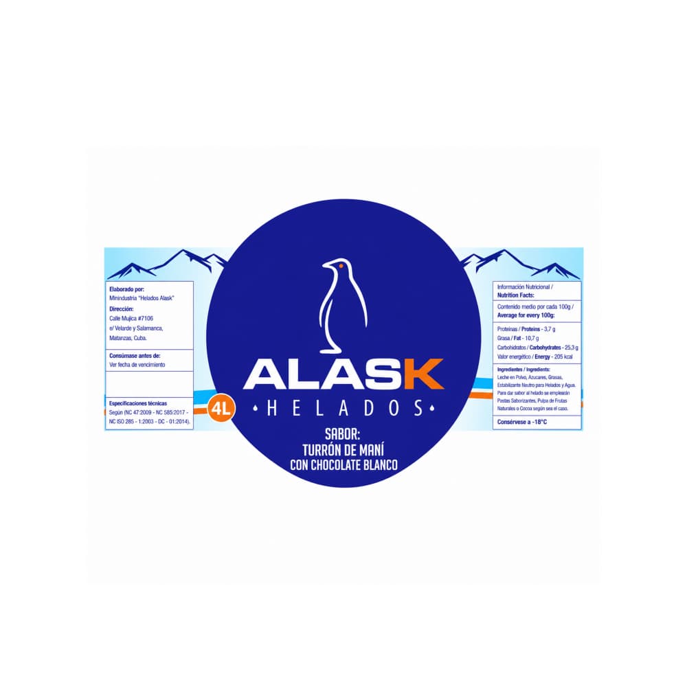 Helado de turrón de maní con chocolate blanco Alask (4 L) - Miniatura 2