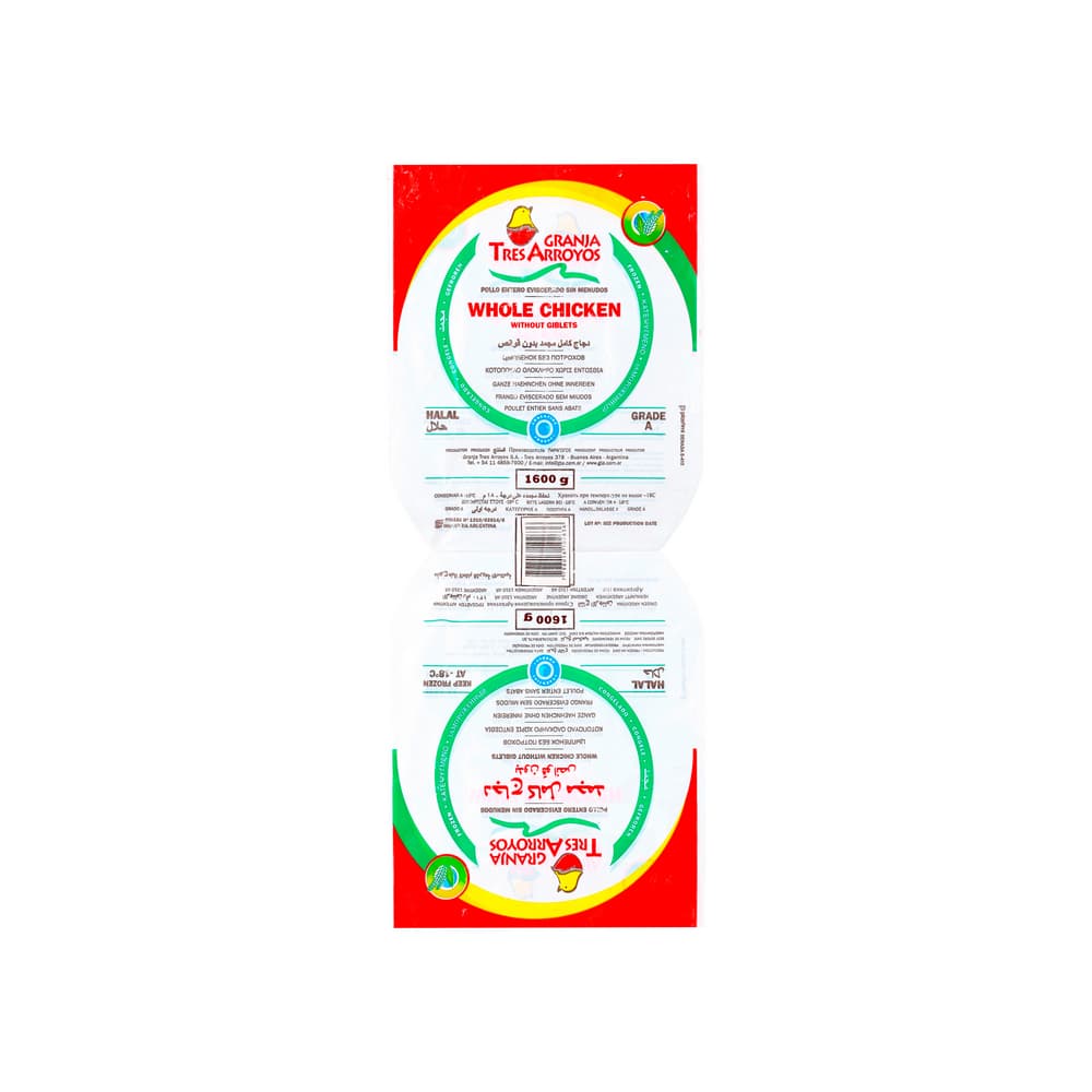 Pollo entero eviscerado sin menudos Granja Tres Arroyos (1.6 kg / 3.52 lb) - Miniatura 2