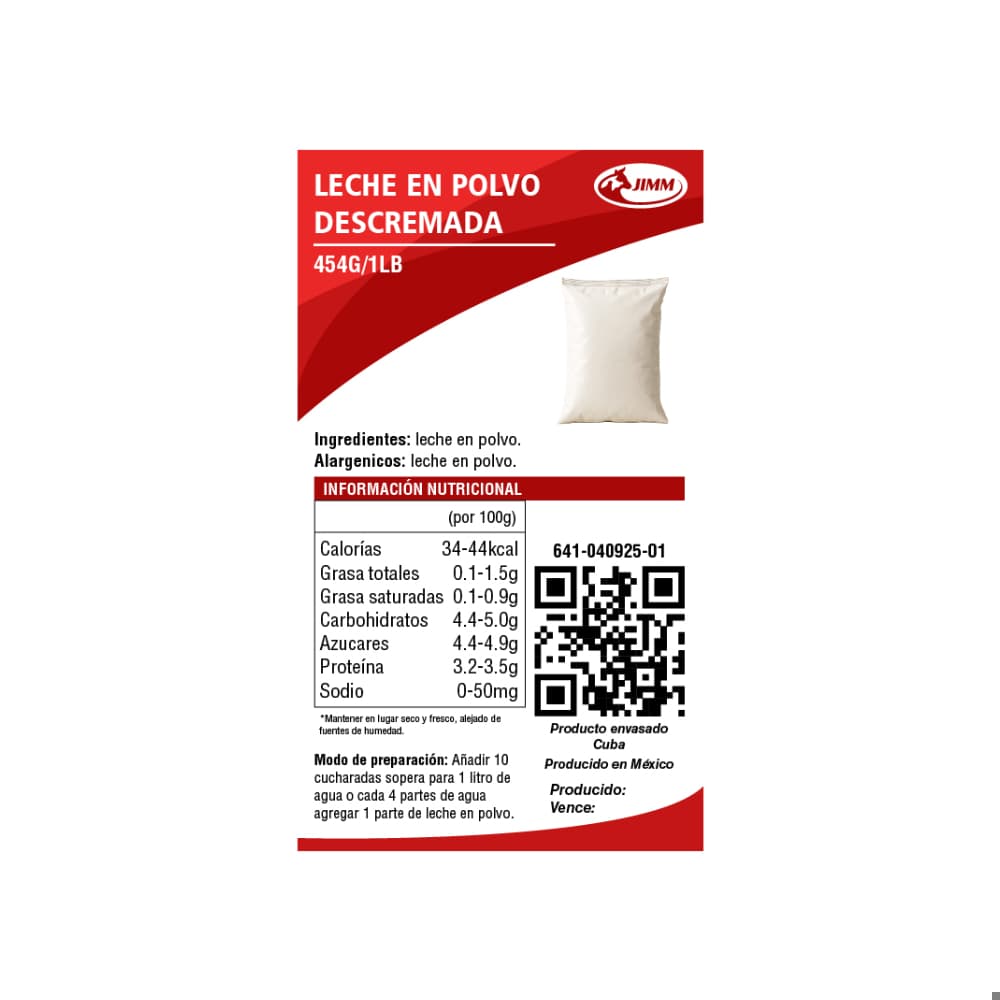 Leche en polvo descremada Jimm (454 g / 1 lb) - Miniatura 3