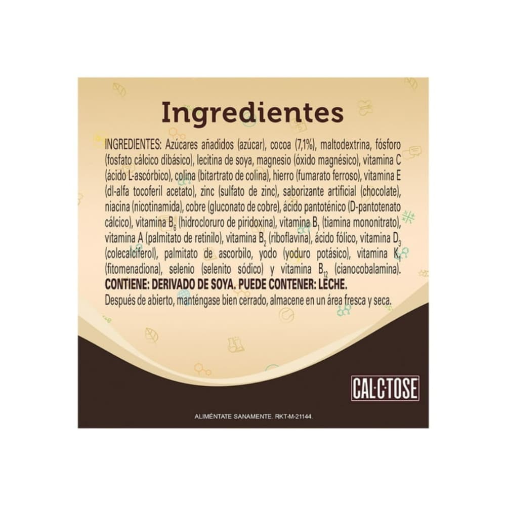 Alimento en polvo fortificado para preparar una bebida sabor a chocolate Cal-C-Tose (65 g / 2.3 oz) - Miniatura 3