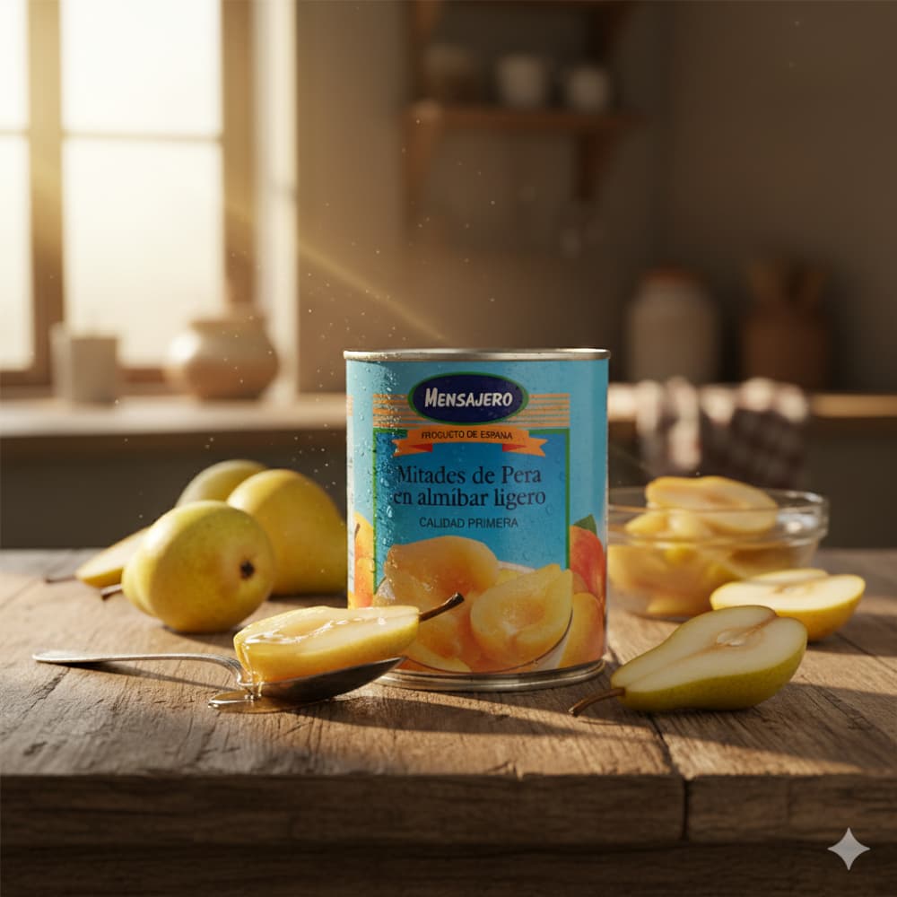 Mitades de pera en almíbar ligero Mensajero (840 g / 1.85 lb) - Miniatura 4