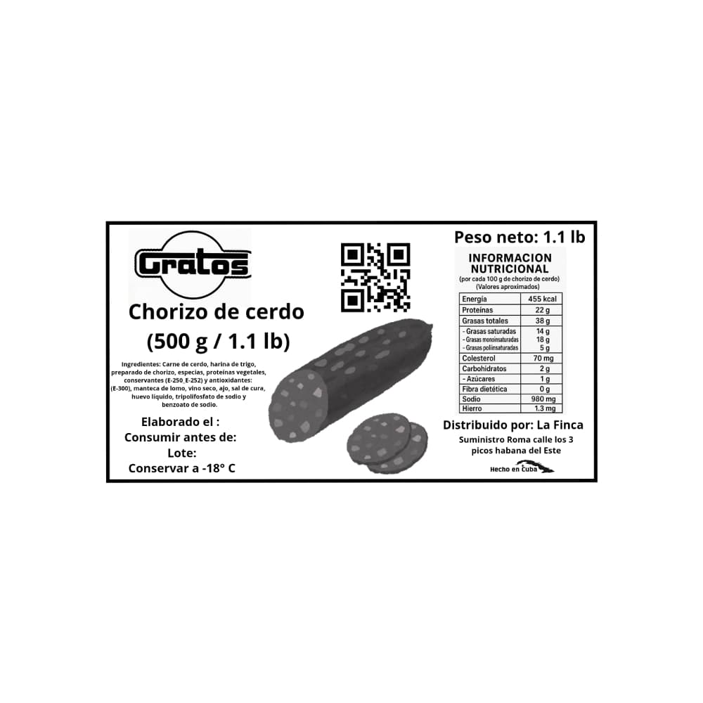 Chorizo de cerdo Gratos (500 g / 1.1 lb) - Miniatura 3