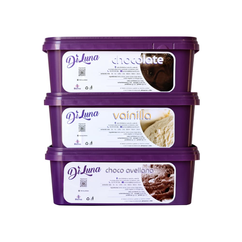 Helado sabor chocolate + sabor vainilla + sabor choco avellana DiLuna - Imagen 1