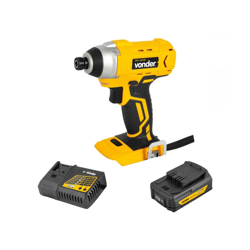 Destornillador - Atornillador de impacto mandril 1/4'' IPV1818I + Batería IBV1802 de 18 V + Cargador de batería rápido de 18 V ICBV1806 Vonder - Imagen 1