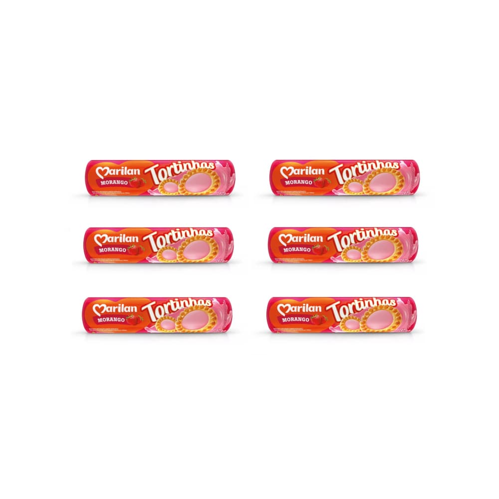 Galleta dulce con relleno sabor a fresa Tortinhas Marilan (6 x 140 g / 4.94 oz) - Miniatura 1