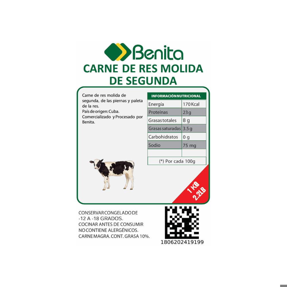 Carne de res molida de segunda Benita (1 kg / 2.2 lb) - Miniatura 4