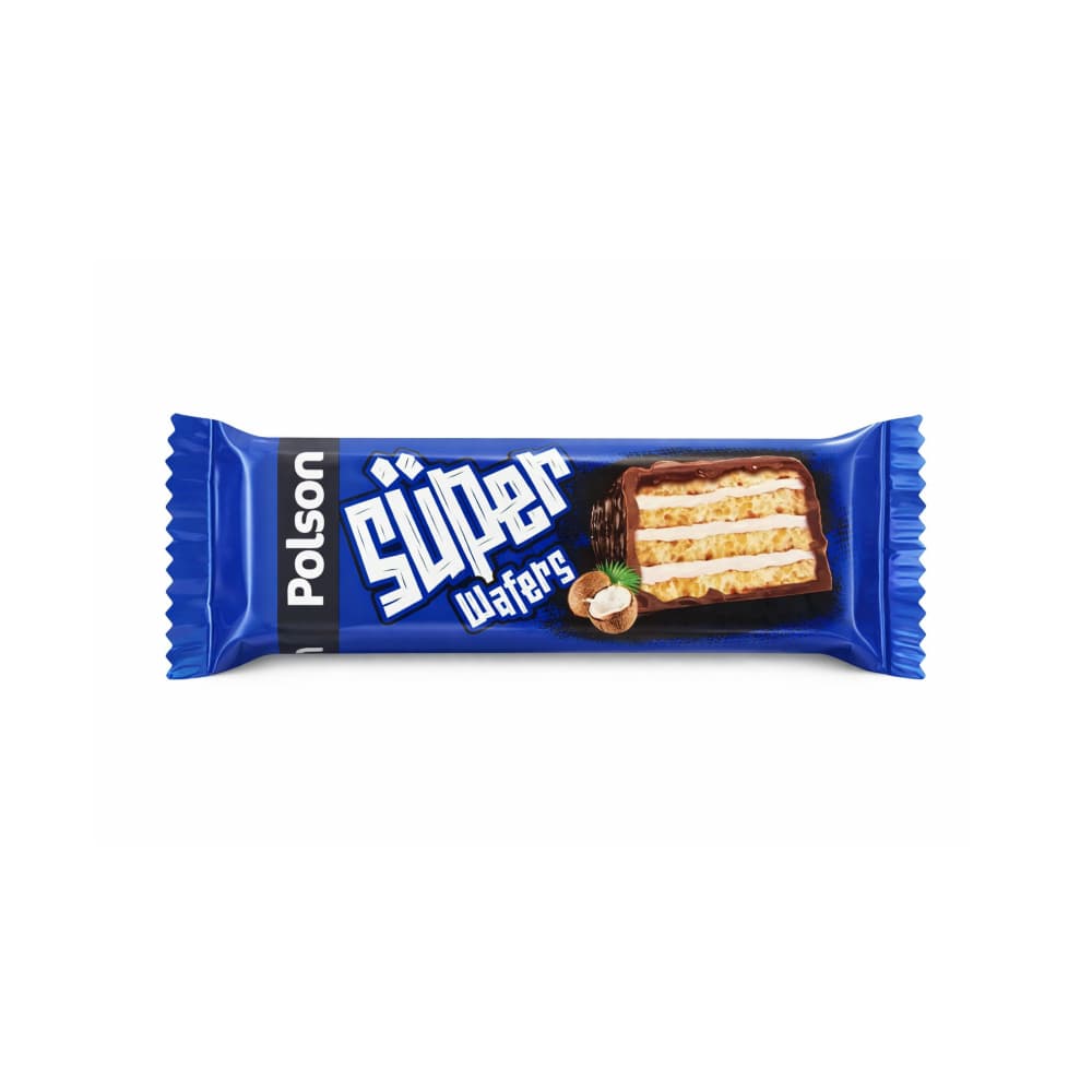 Pastel de oblea recubierto de chocolate con crema sabor a coco Super Wafers Polson (40 g / 1.41 oz) - Miniatura 1