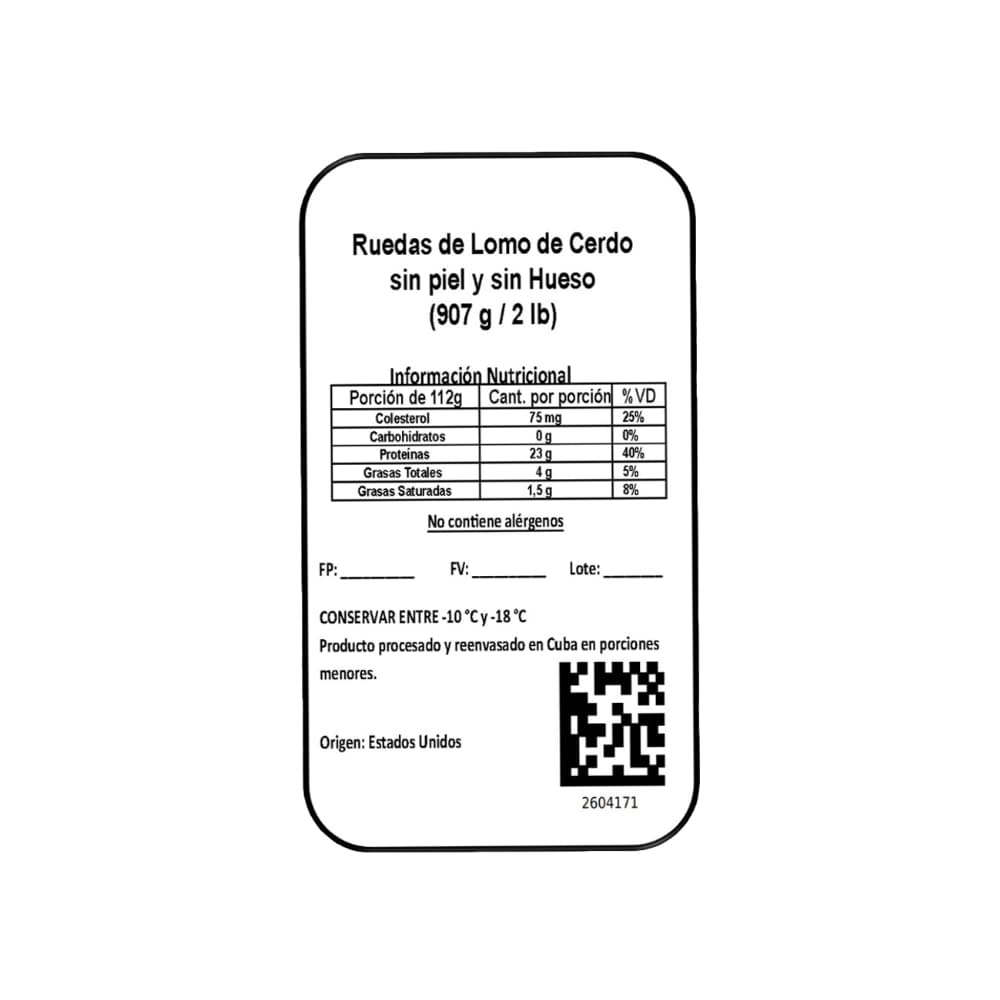 Ruedas de lomo de cerdo sin piel y sin hueso May SM (907 g / 2 lb) - Miniatura 3