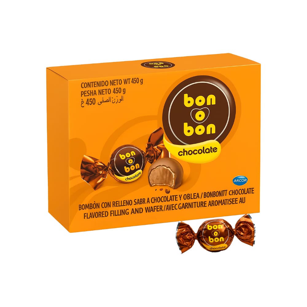 Caja de bombones de oblea rellenos de chocolate bon o bon Arcor (450 g / 15.87 oz) - Imagen 1