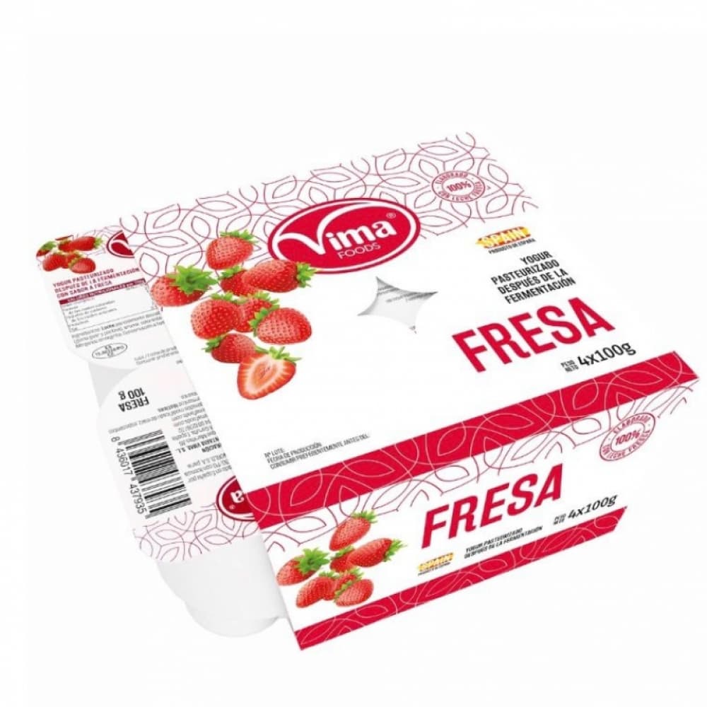 Yogurt pasteurizado sabor fresa Vima Foods (4 x 100 g / 3.53 oz) - Miniatura 2