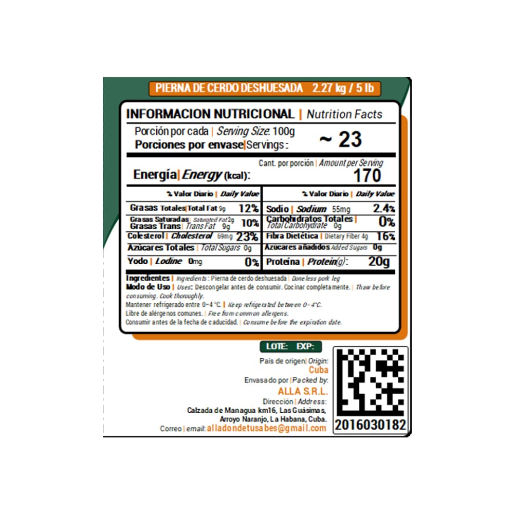 Pierna de cerdo deshuesada ALLÁ (2.27 Kg / 5 lb) - Miniatura 4