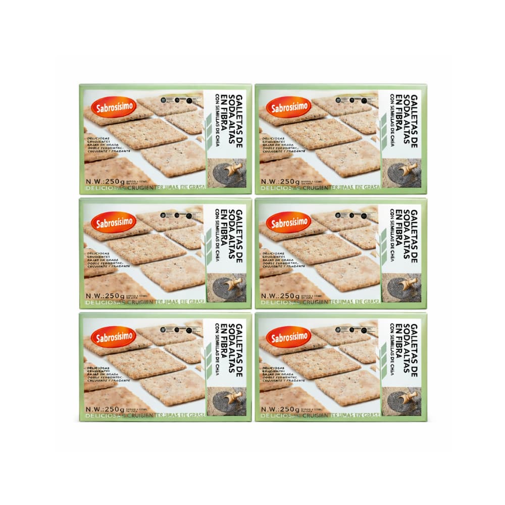 Combo Galletas de soda con semillas de Chía Sabrosísimo (6 x 250 g / 8.81 oz) - Miniatura 1