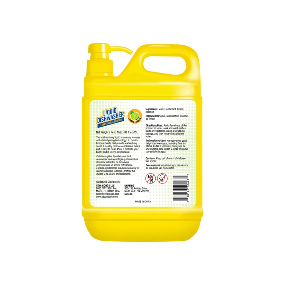 Lavavajillas líquido con aroma a limón fórmula concentrada YEYA (2 x 2 L) - Miniatura 4