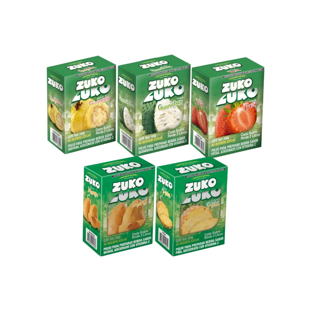 Combo de refrescos instantáneo sabor guayaba + guanabana + fresa + mango + piña - Imagen 1