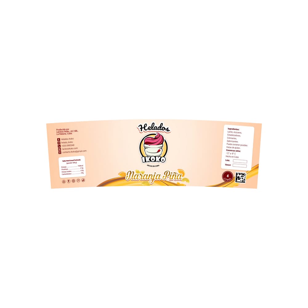 Helado sabor naranja piña Ikoko (4 L) - Miniatura 2