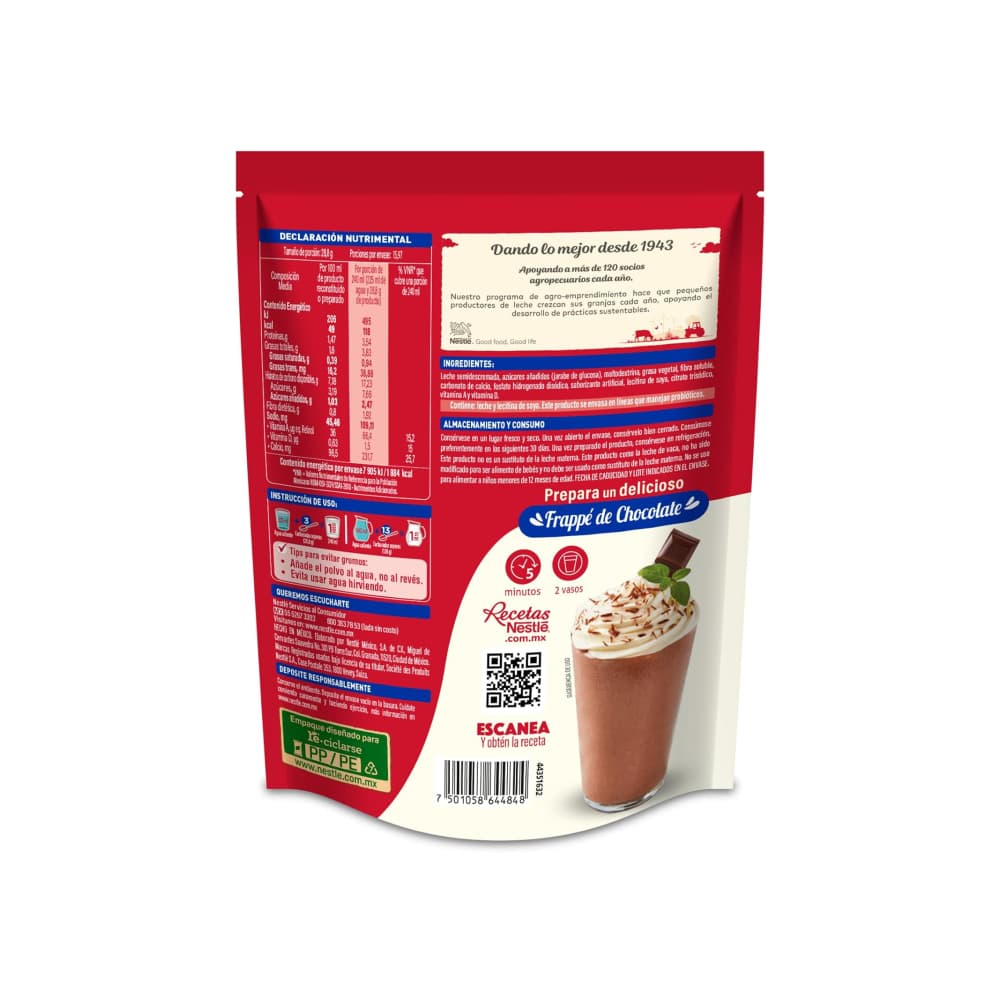 Alimento en polvo para preparar bebida a base de leche con grasa vegetal, adicionado de vitaminas y minerales Nestlé Carnation Clavel (520 g / 1.14 lb) - Miniatura 2