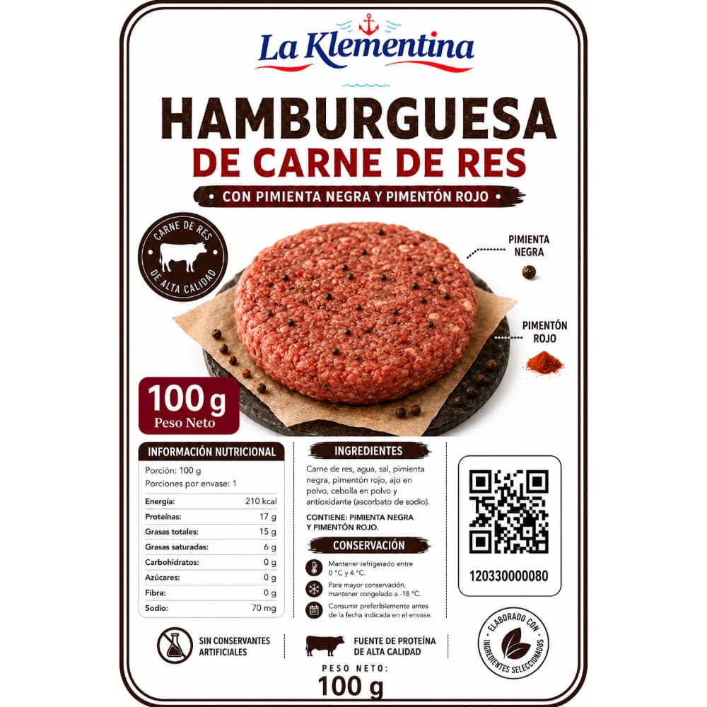 Hamburguesa de res La Klementina (100 g / 3.52 oz) - Miniatura 2